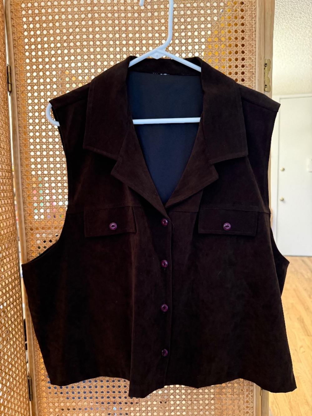 PLUS SIZE: Vintage Dark Brown Suede Vest